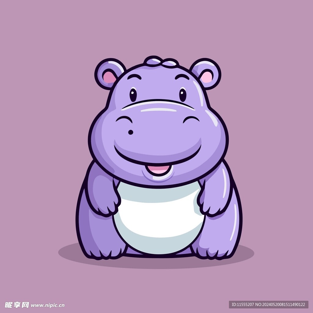 可爱河马矢量卡通画儿童插画图片