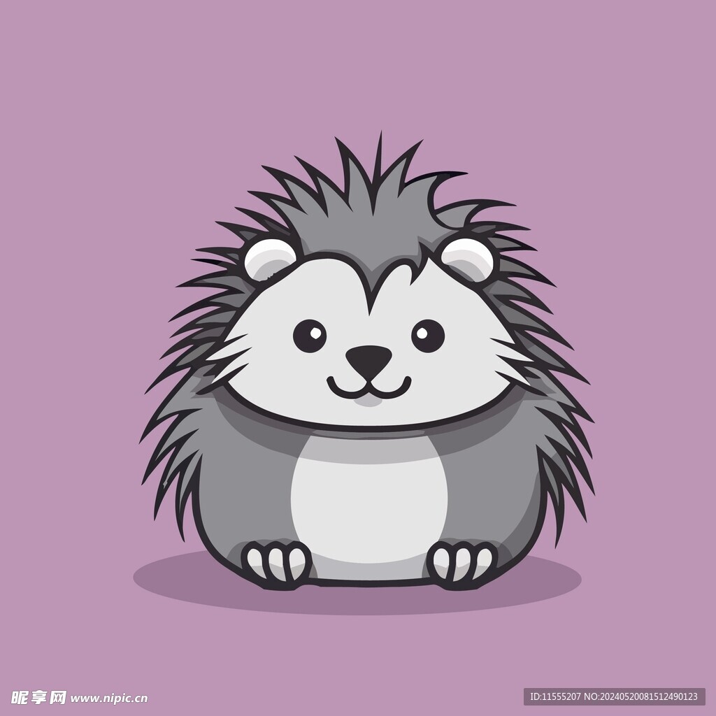 可爱刺猬矢量卡通画儿童插画图片