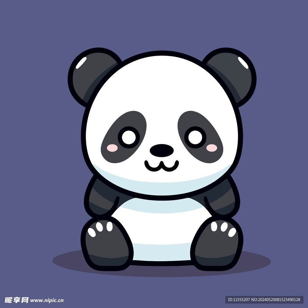 可爱熊猫矢量卡通画儿童插画图片