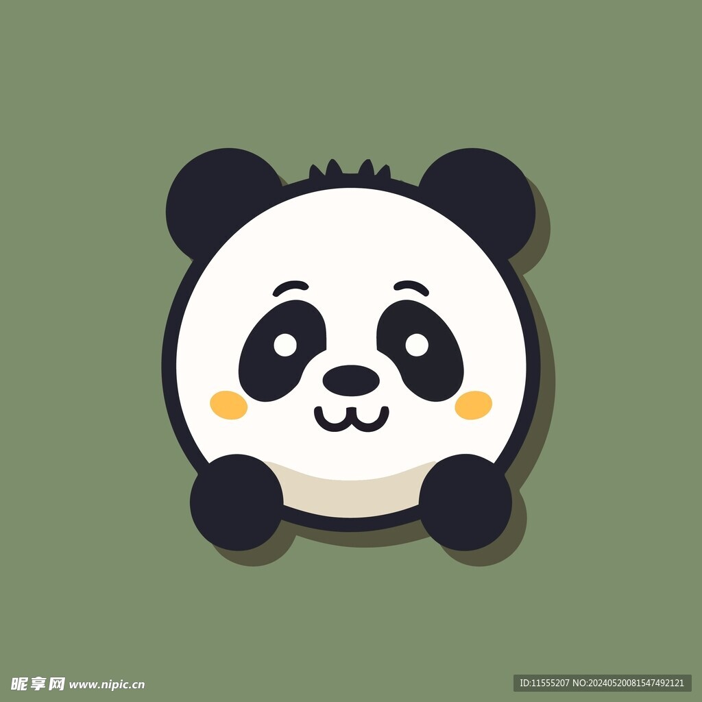 可爱熊猫矢量卡通画儿童插画图片