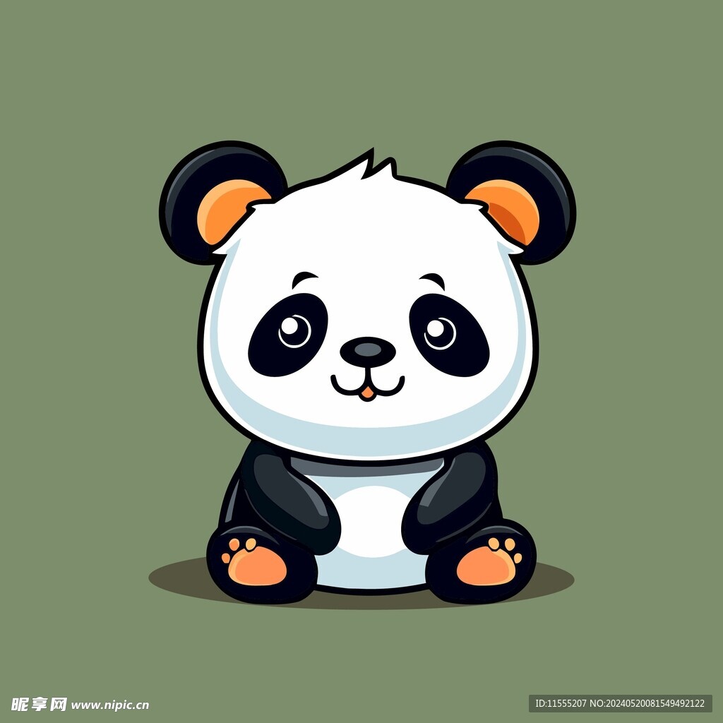 可爱熊猫矢量卡通画儿童插画图片