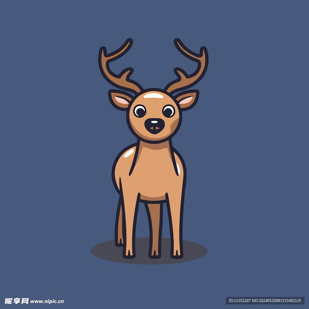可爱小鹿矢量卡通画儿童插画图片