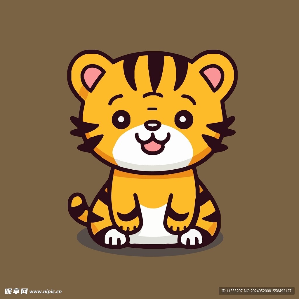 可爱老虎矢量卡通画儿童插画图片