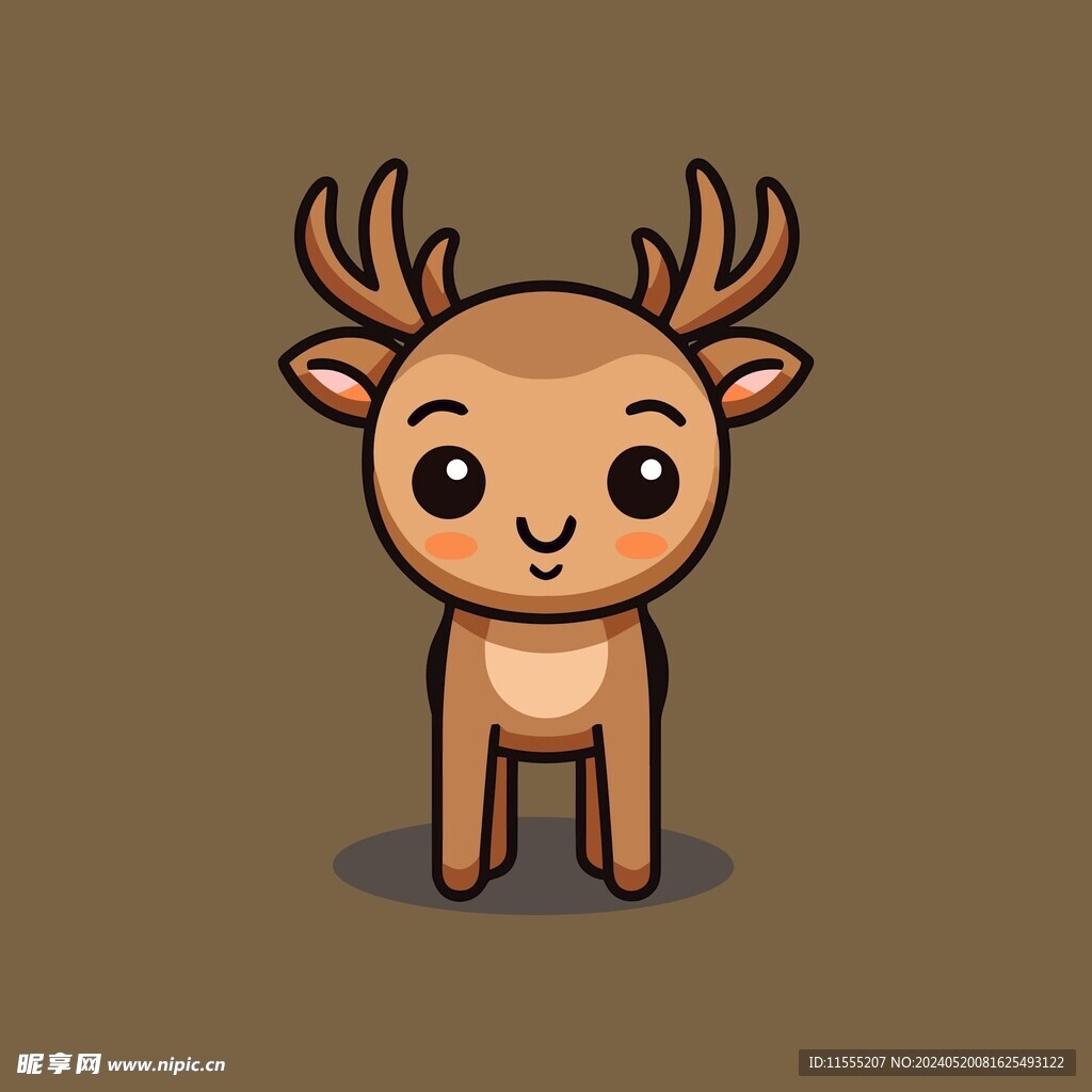 可爱小鹿矢量卡通画儿童插画图片