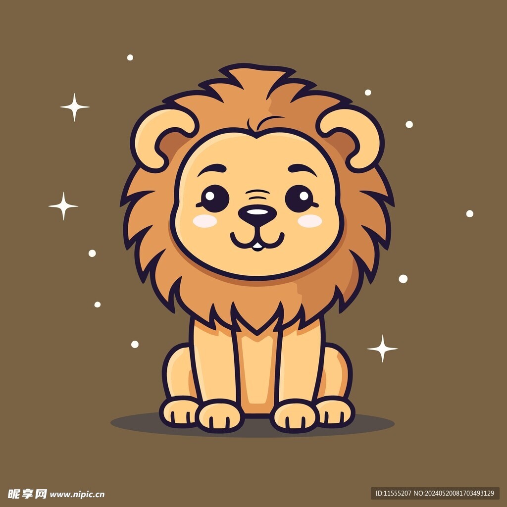 可爱狮子矢量卡通画儿童插画图片