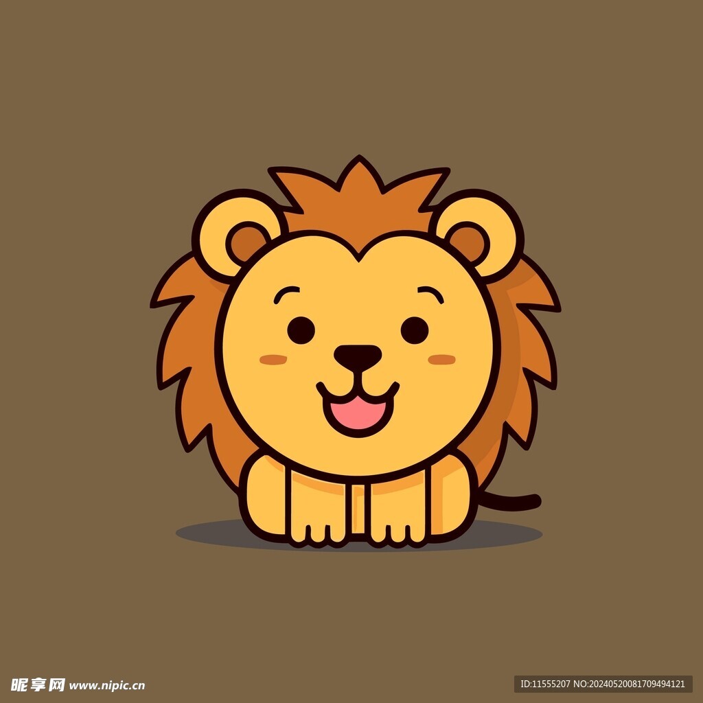 可爱狮子矢量卡通画儿童插画图片