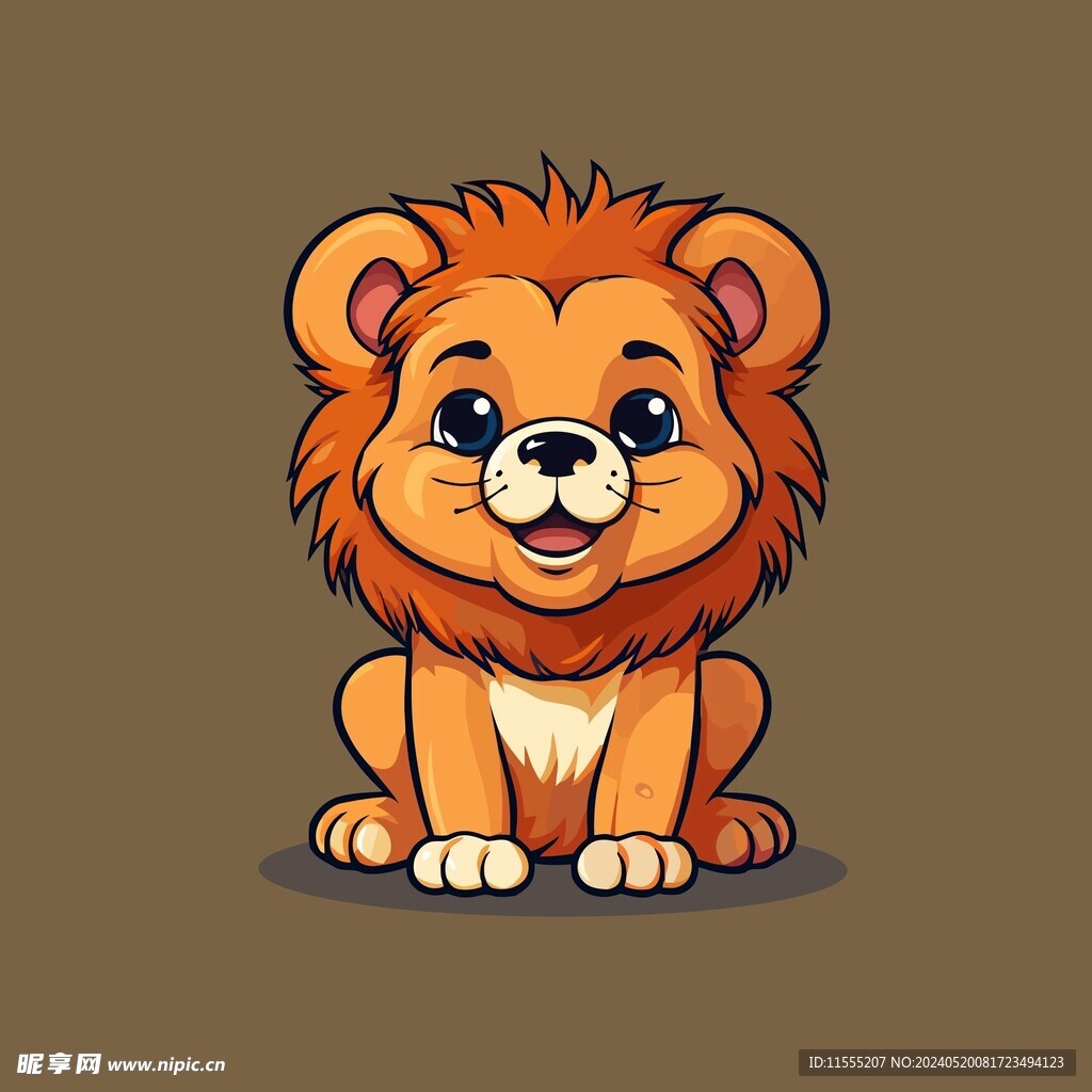 可爱狮子矢量卡通画儿童插画图片