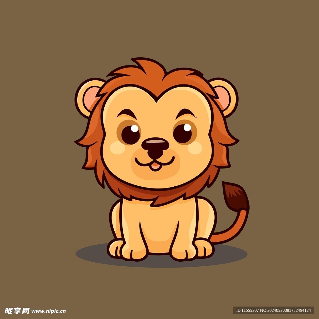 可爱狮子矢量卡通画儿童插画图片