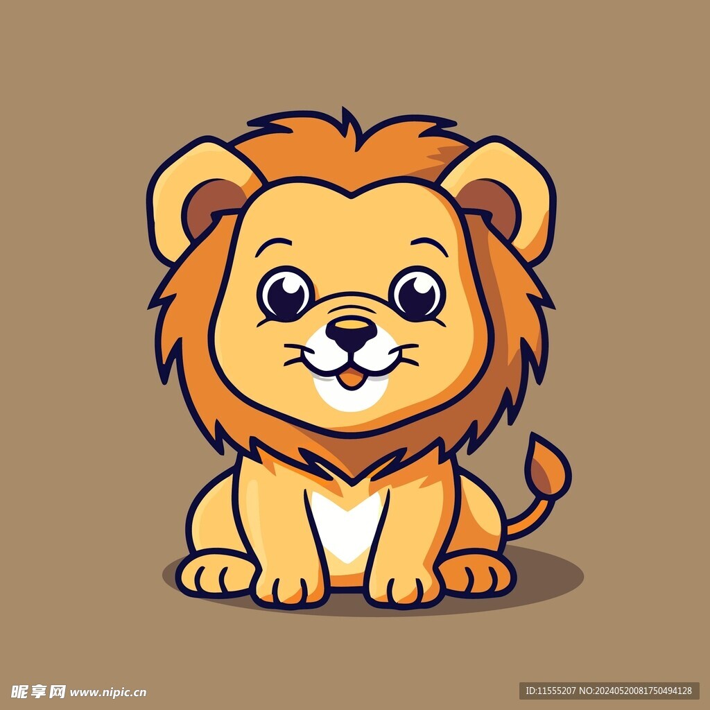 可爱狮子矢量卡通画儿童插画图片