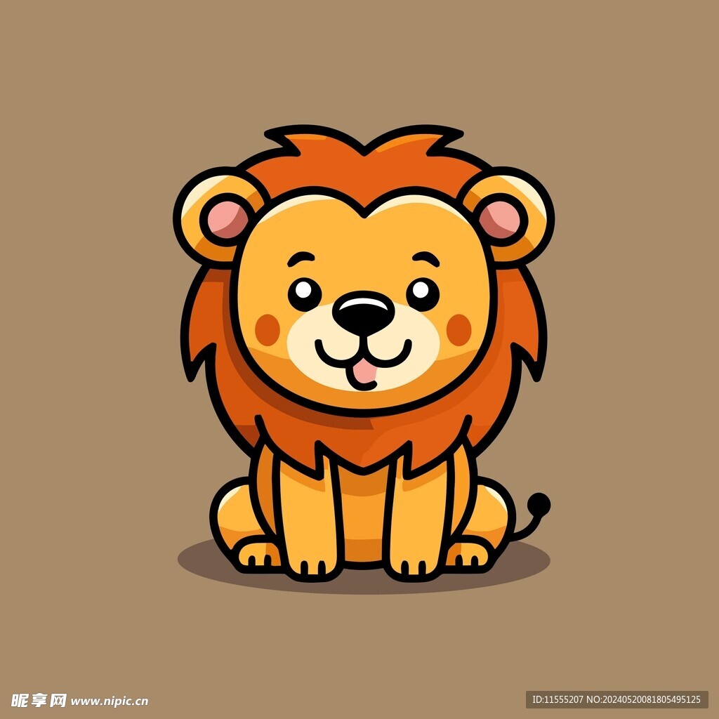 可爱狮子矢量卡通画儿童插画图片