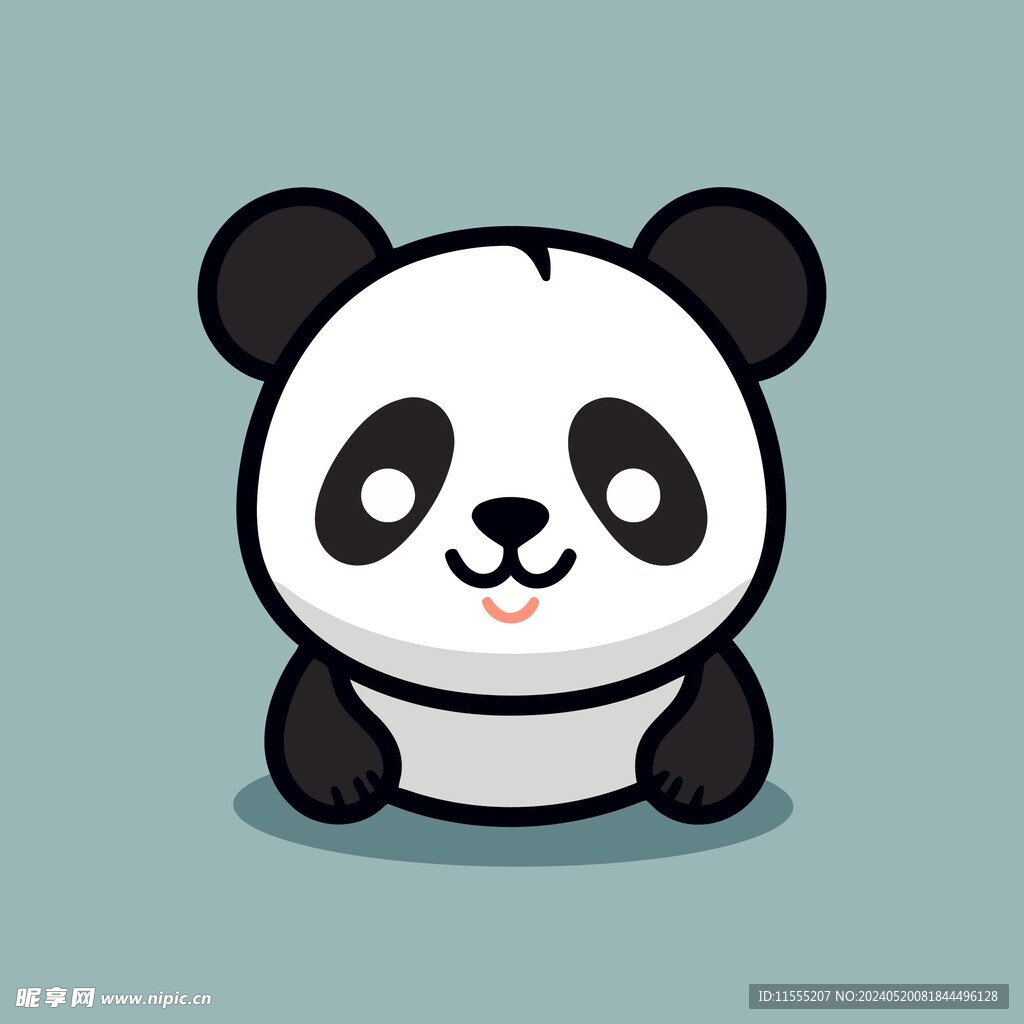 可爱熊猫矢量卡通画儿童插画图片
