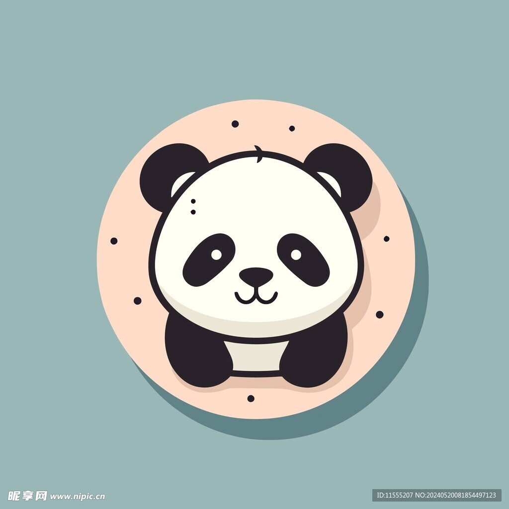 可爱熊猫矢量卡通画儿童插画图片