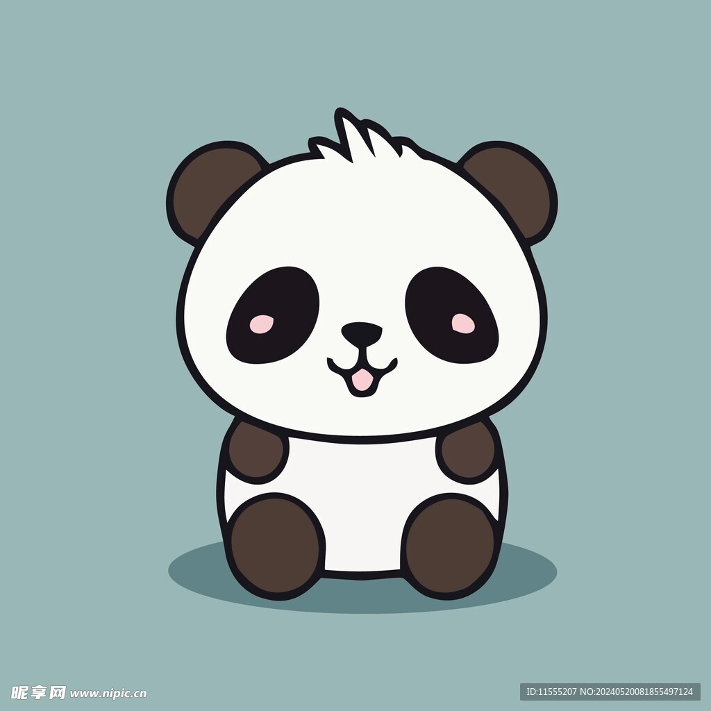 可爱熊猫矢量卡通画儿童插画图片