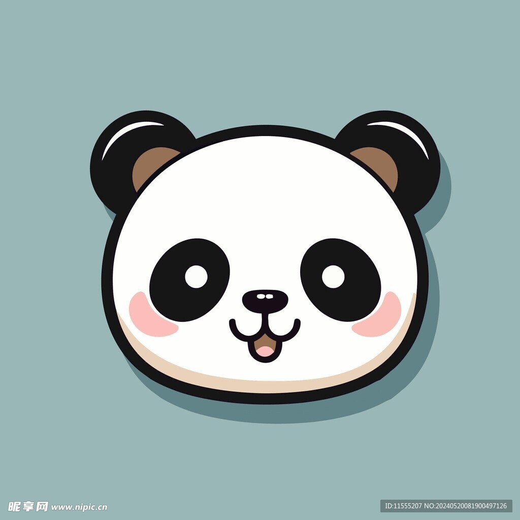 可爱熊猫矢量卡通画儿童插画图片