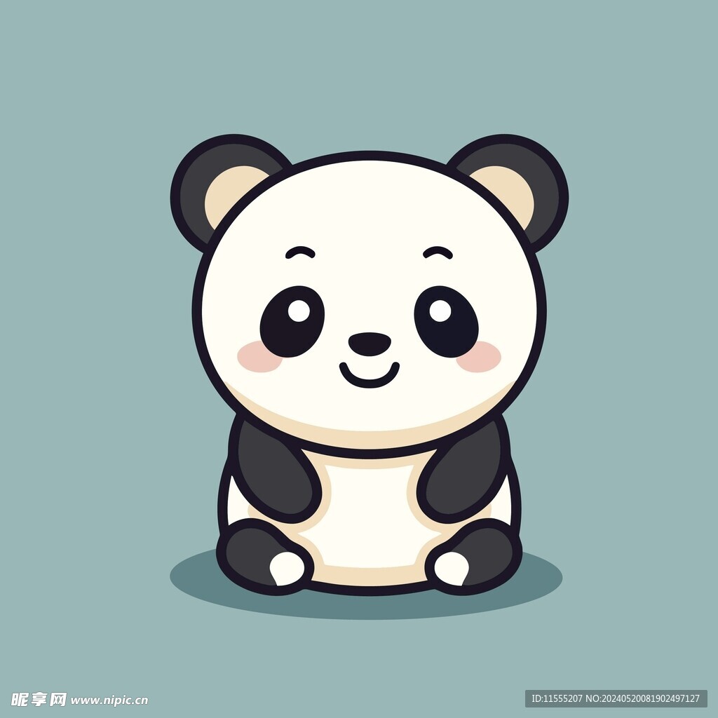 可爱熊猫矢量卡通画儿童插画图片