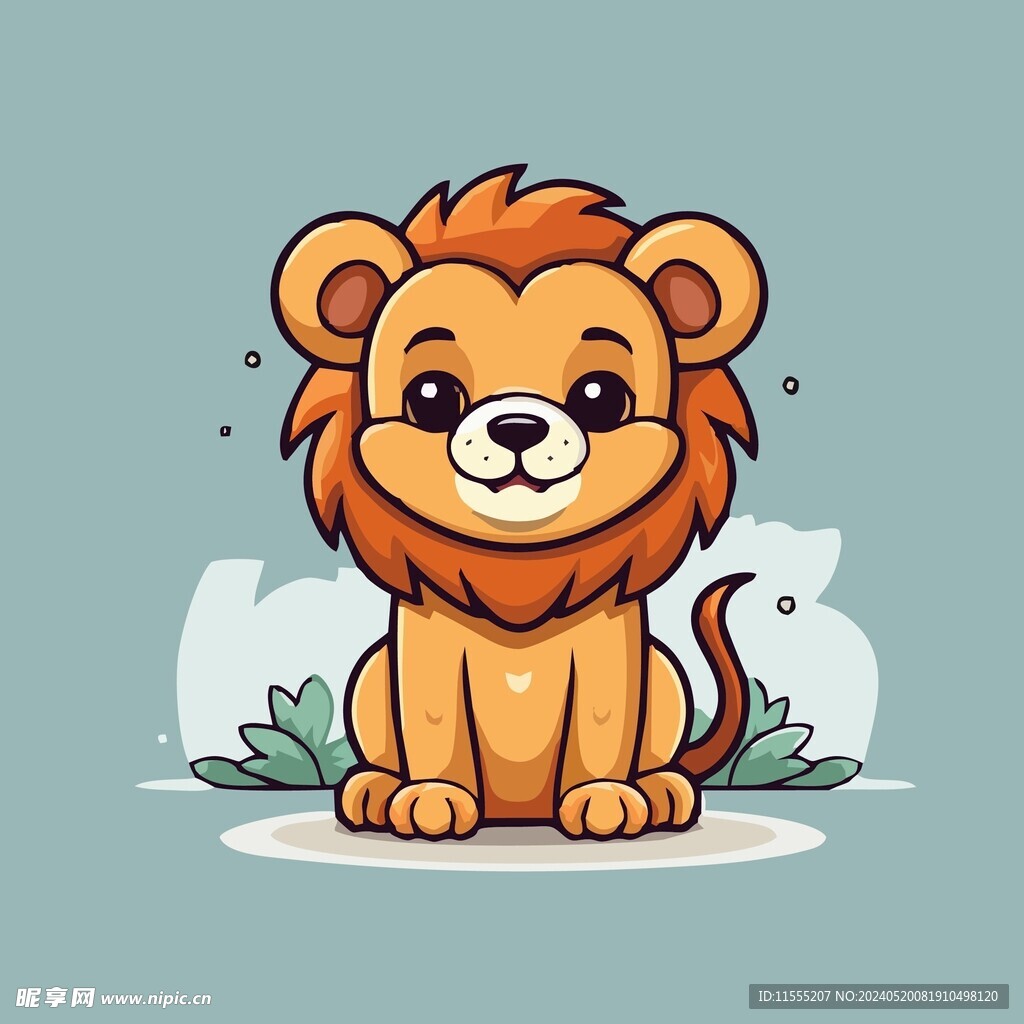可爱狮子矢量卡通画儿童插画图片