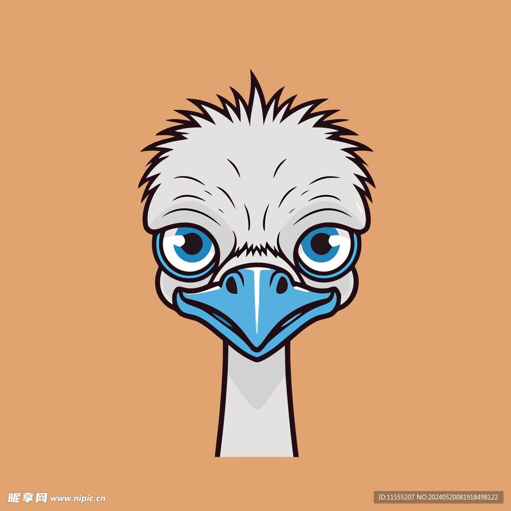 可爱鸵鸟矢量卡通画儿童插画图片
