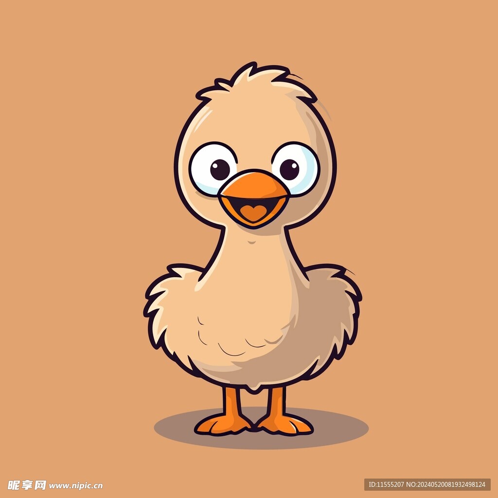 可爱鸵鸟矢量卡通画儿童插画图片