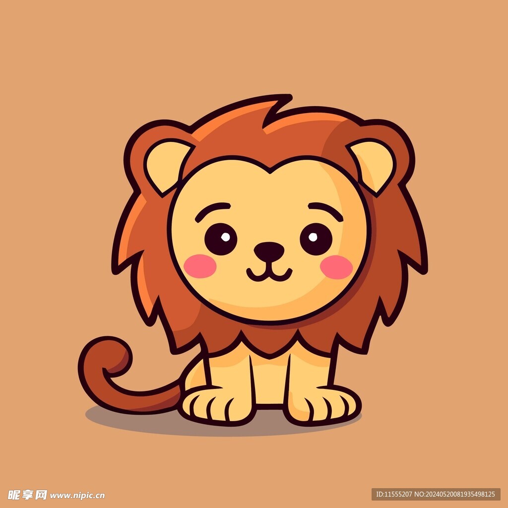 可爱狮子矢量卡通画儿童插画图片