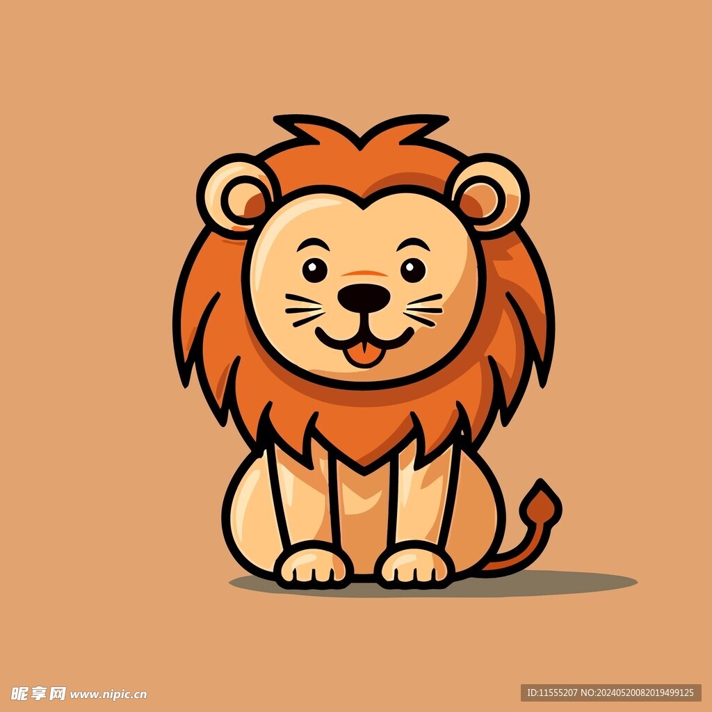 可爱狮子矢量卡通画儿童插画图片