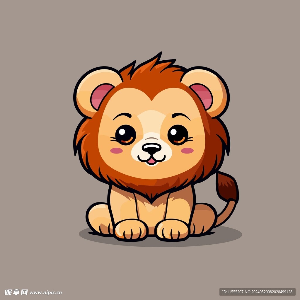 可爱狮子矢量卡通画儿童插画图片