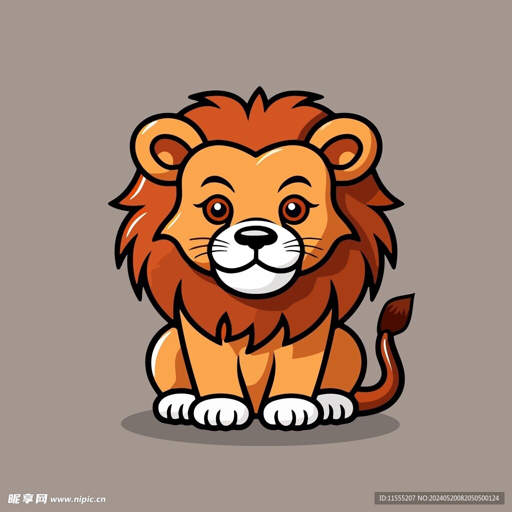 可爱狮子矢量卡通画儿童插画图片