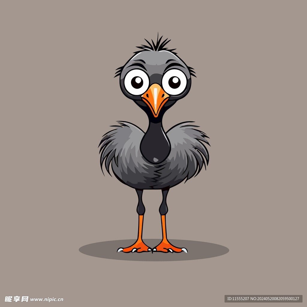 可爱鸵鸟矢量卡通画儿童插画图片