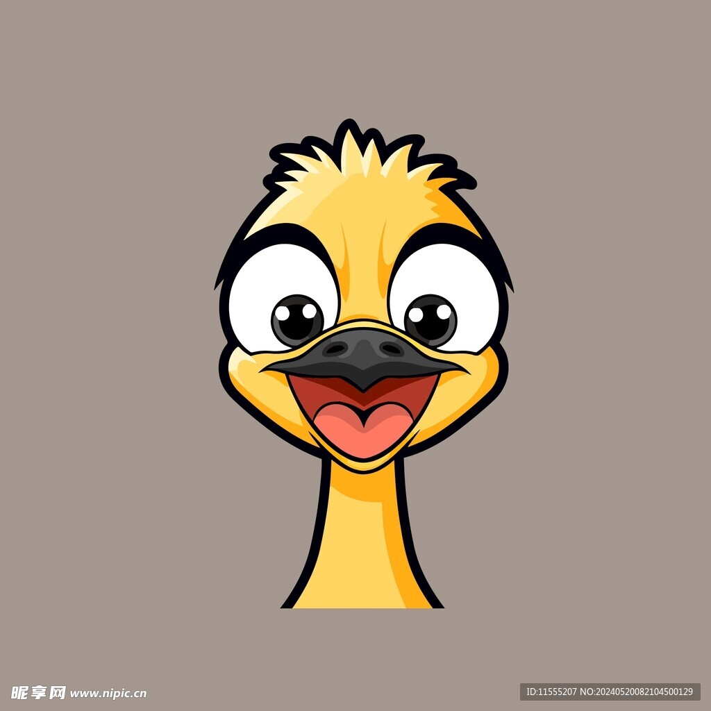 可爱鸵鸟矢量卡通画儿童插画图片