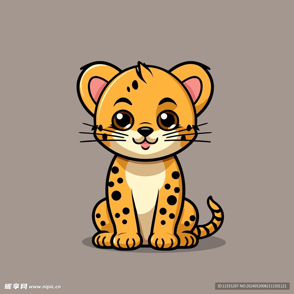 可爱豹子矢量卡通画儿童插画图片