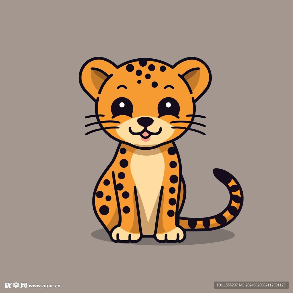 可爱豹子矢量卡通画儿童插画图片