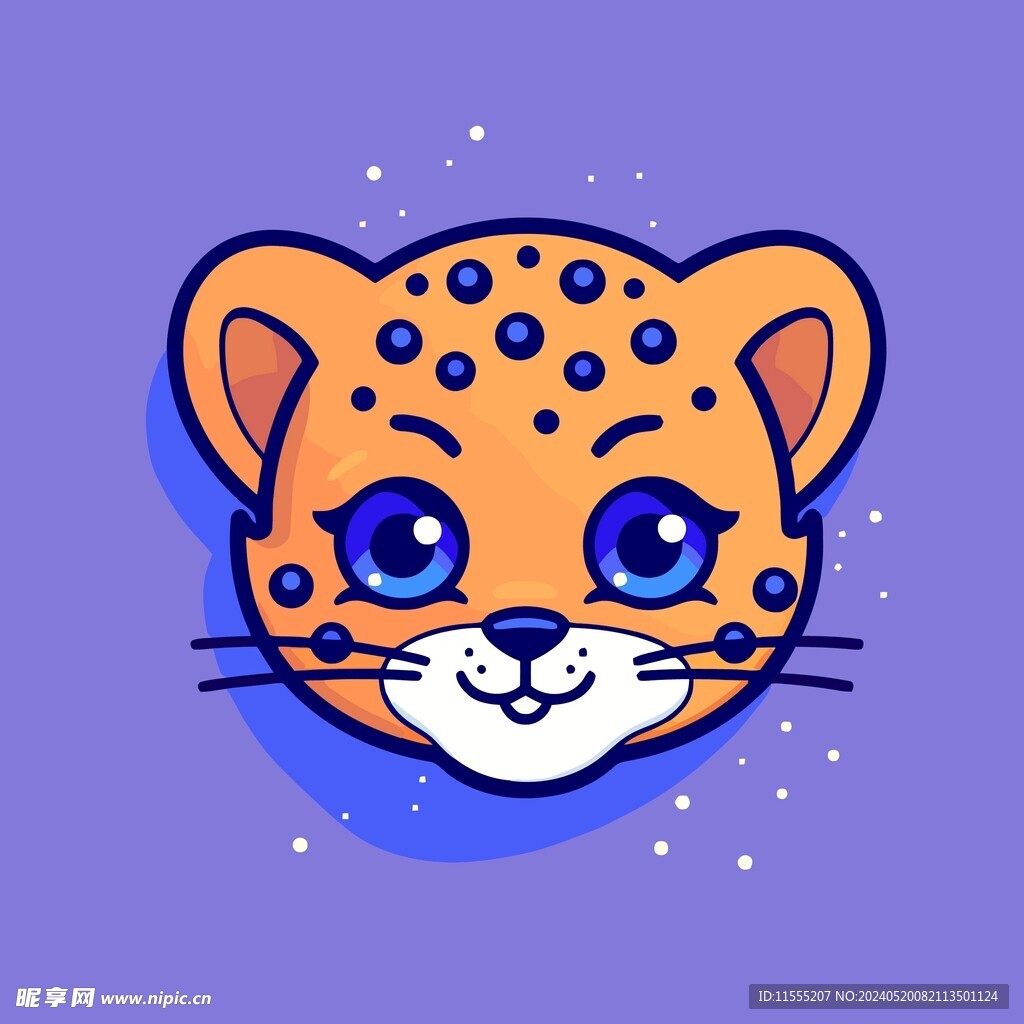 可爱豹子矢量卡通画儿童插画图片