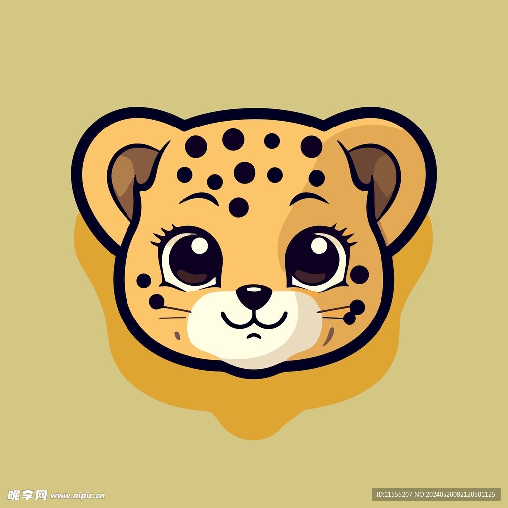 可爱豹子矢量卡通画儿童插画图片