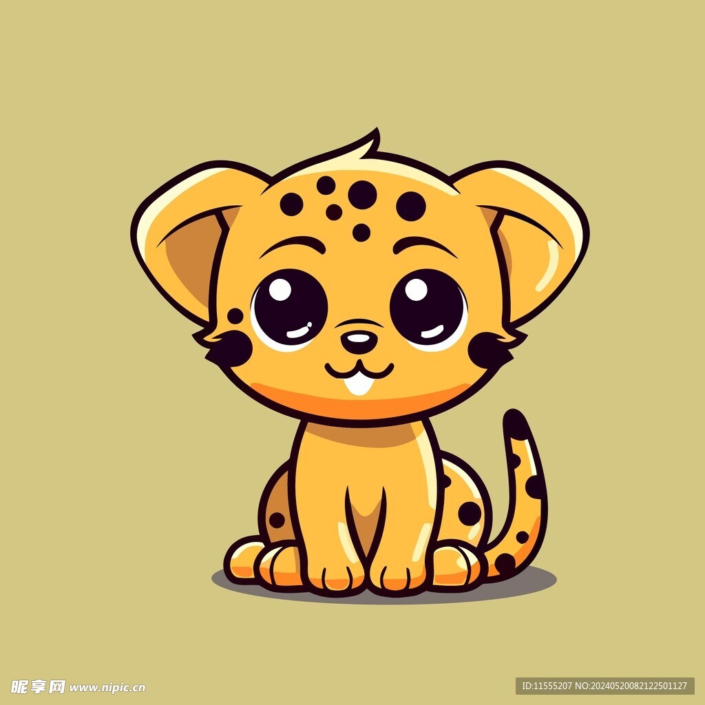 可爱豹子矢量卡通画儿童插画图片