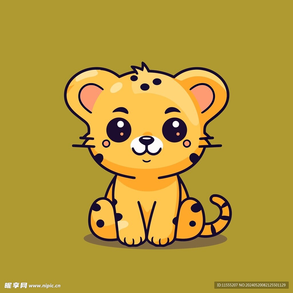 可爱豹子矢量卡通画儿童插画图片