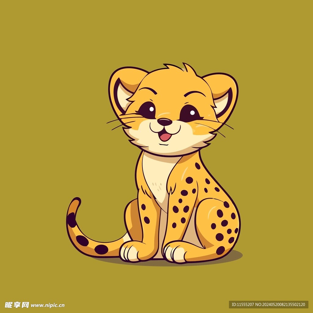 可爱豹子矢量卡通画儿童插画图片