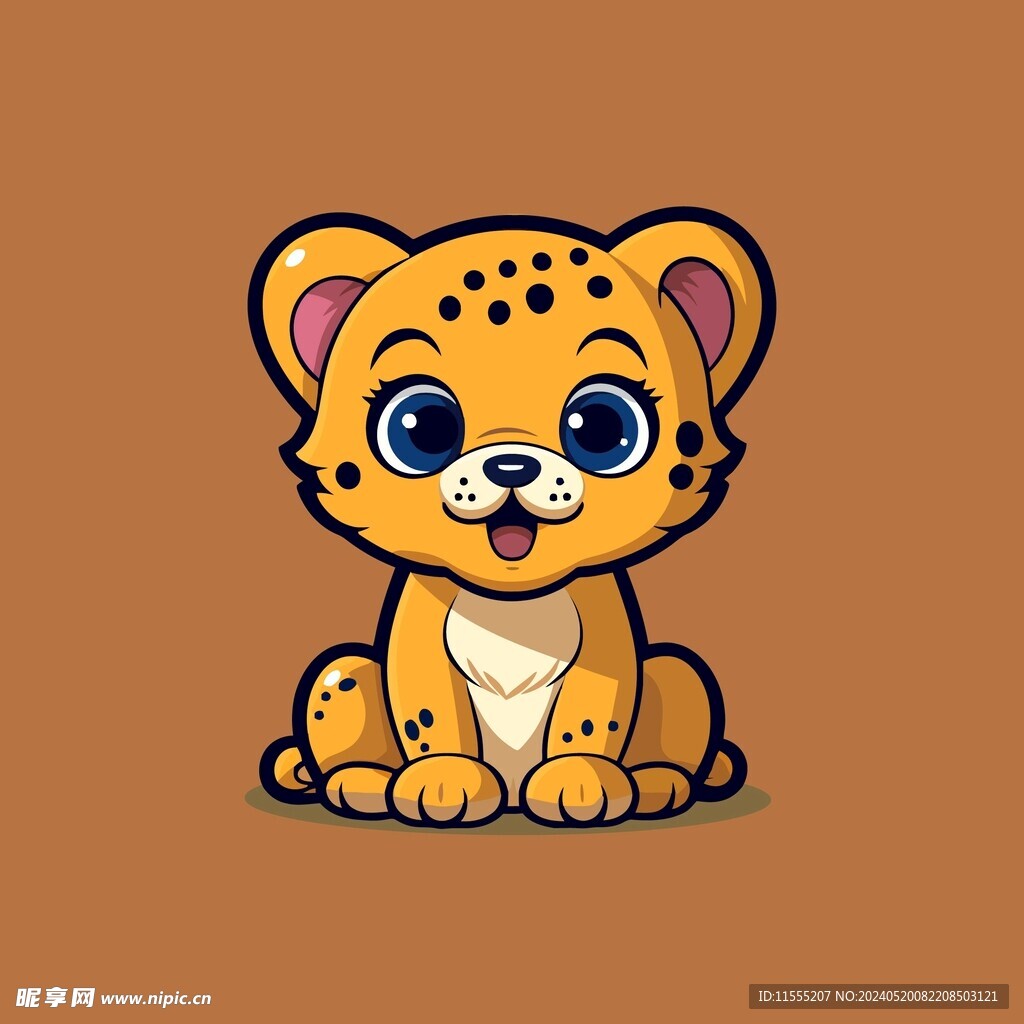 可爱猎豹矢量卡通画儿童插画图片
