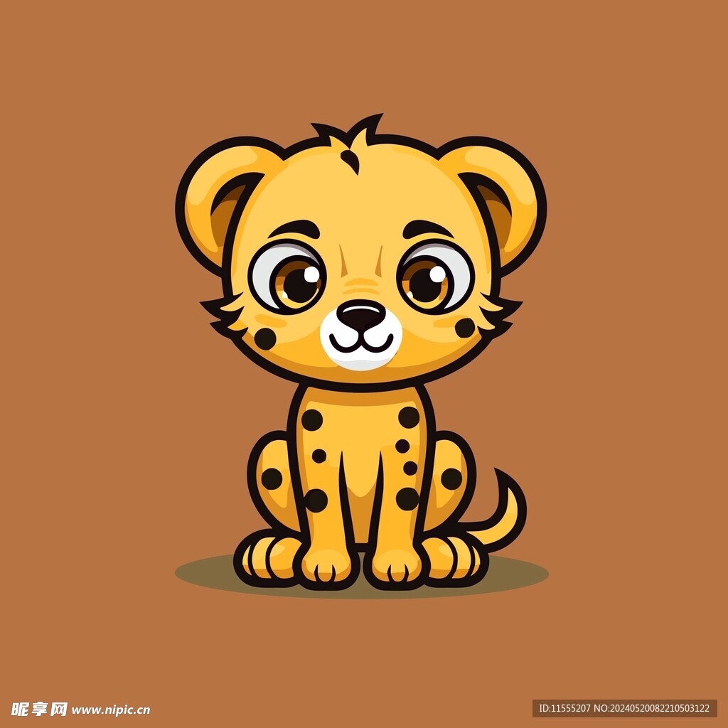 可爱猎豹矢量卡通画儿童插画图片