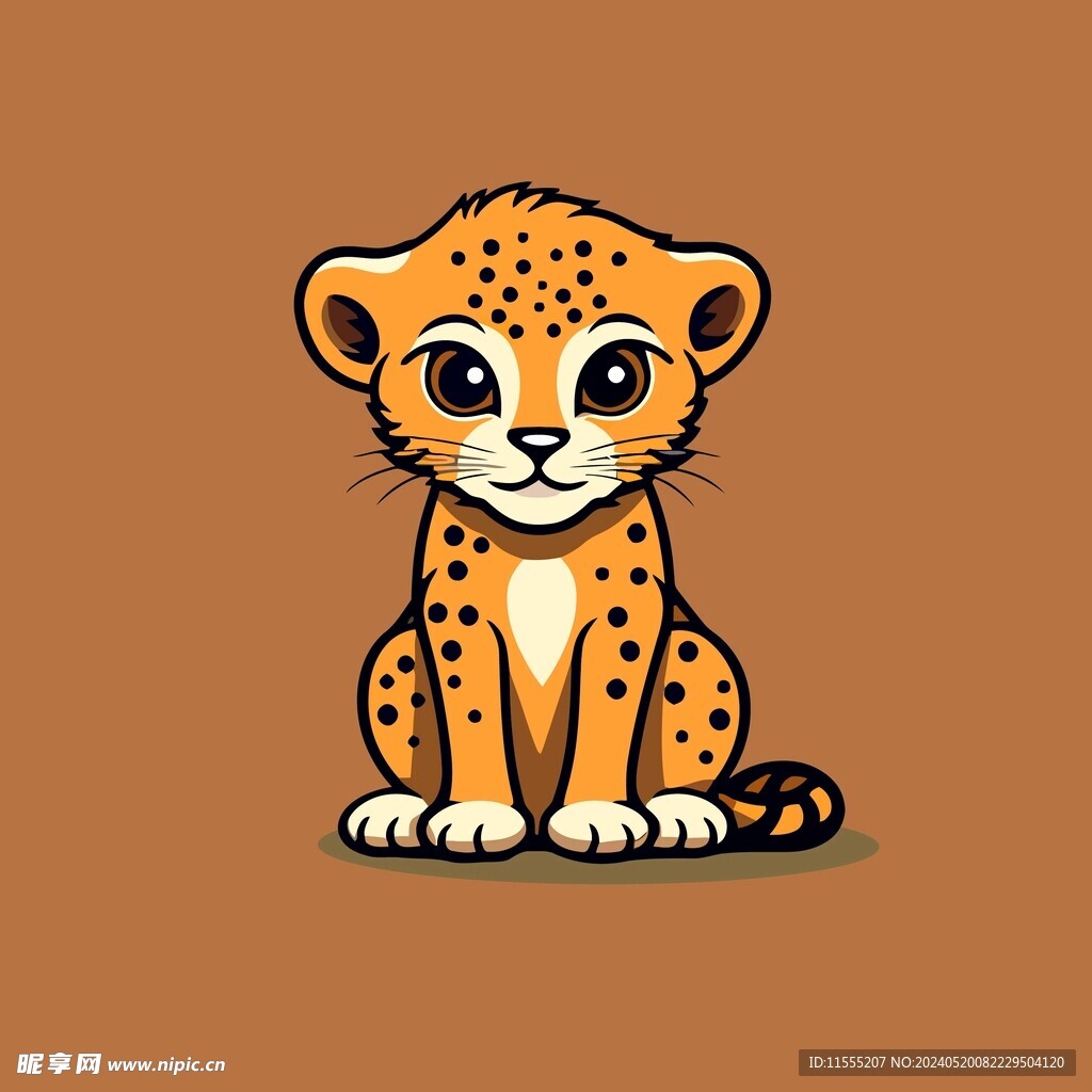 可爱猎豹矢量卡通画儿童插画图片