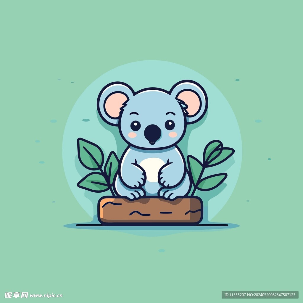 可爱树懒矢量卡通画儿童插画图片