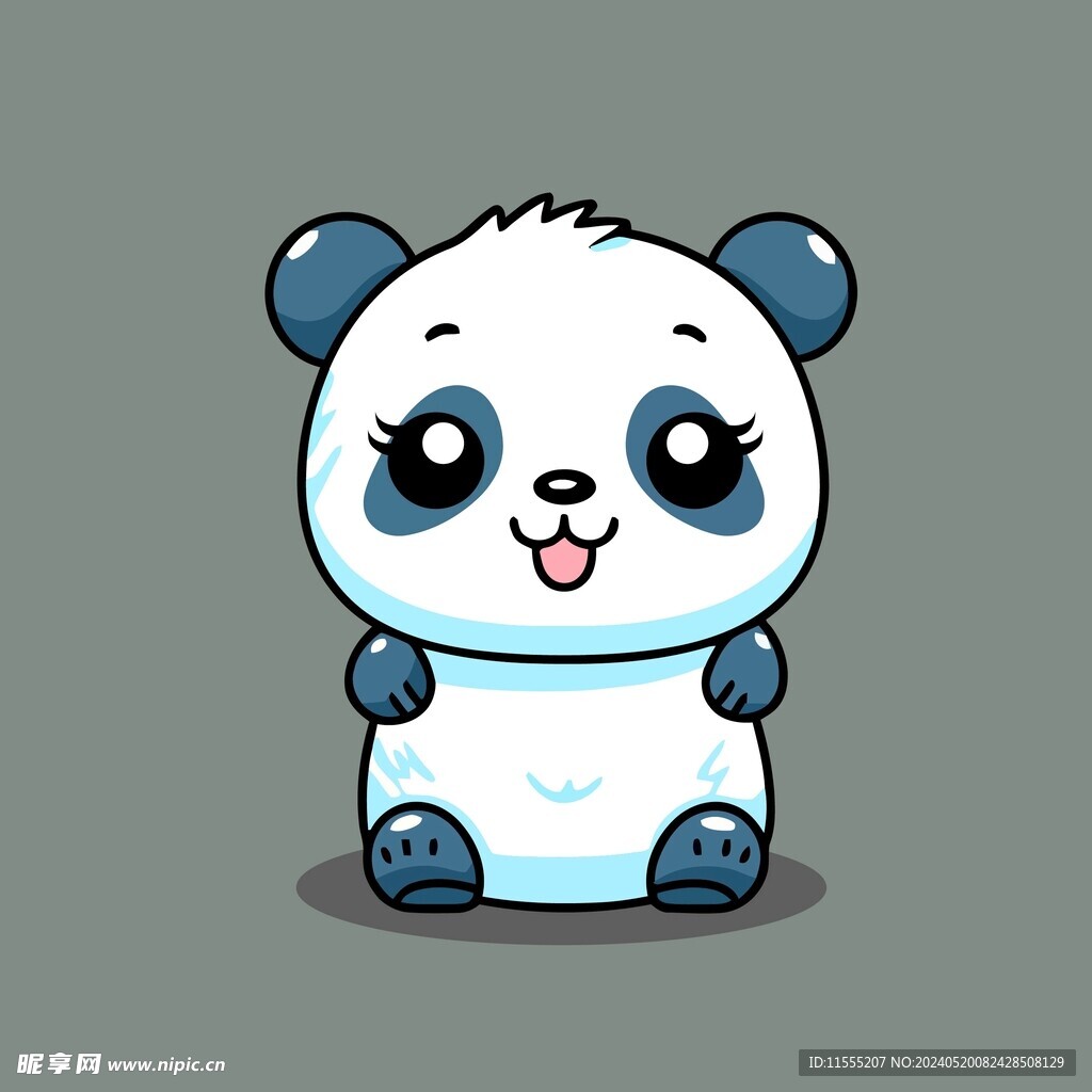 可爱熊猫矢量卡通画儿童插画图片