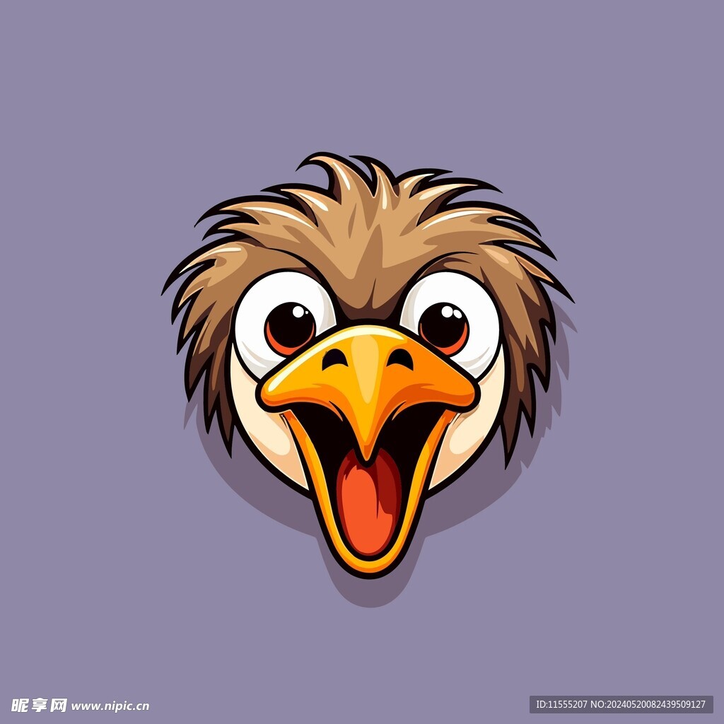 可爱鸵鸟矢量卡通画儿童插画