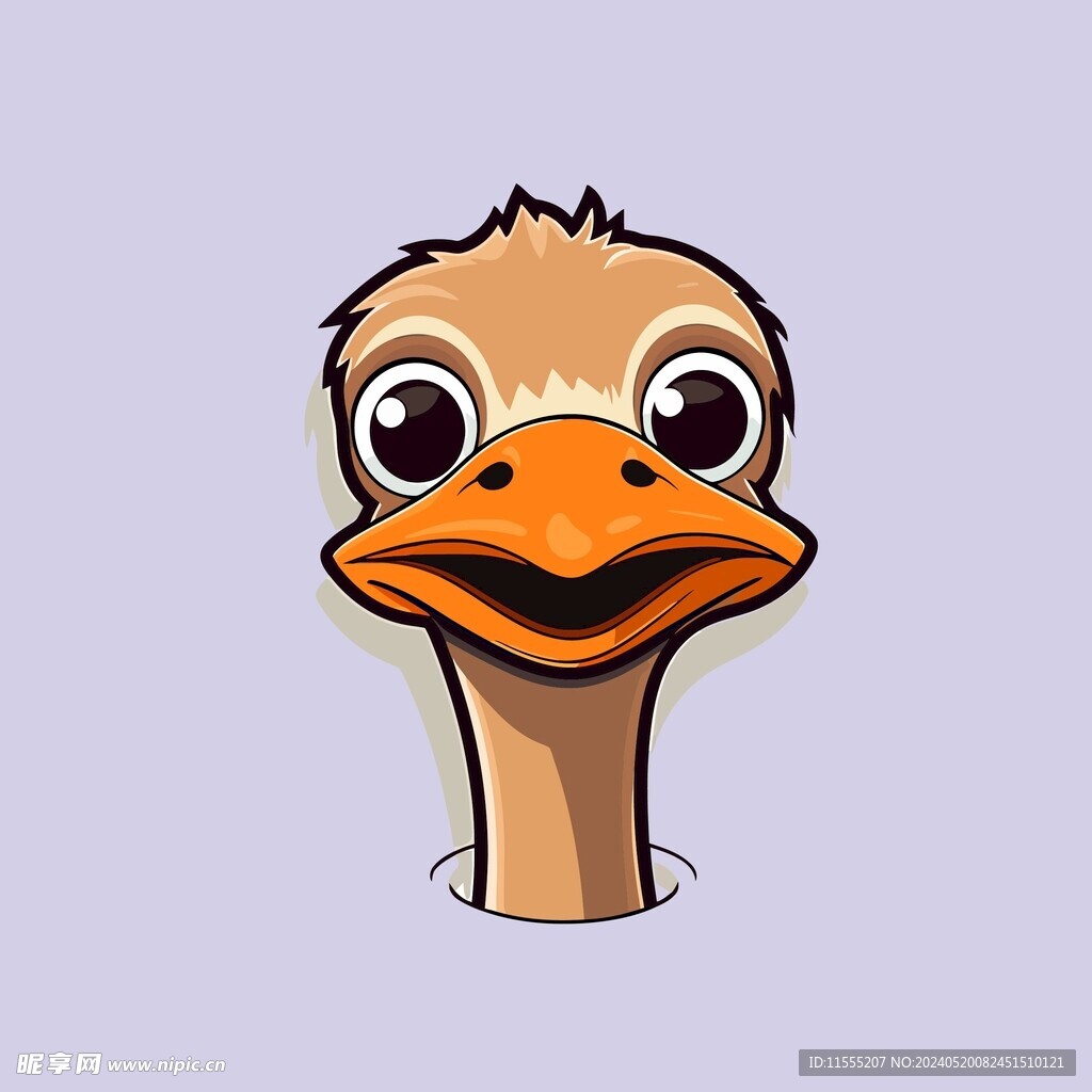 可爱鸵鸟矢量卡通画儿童插画