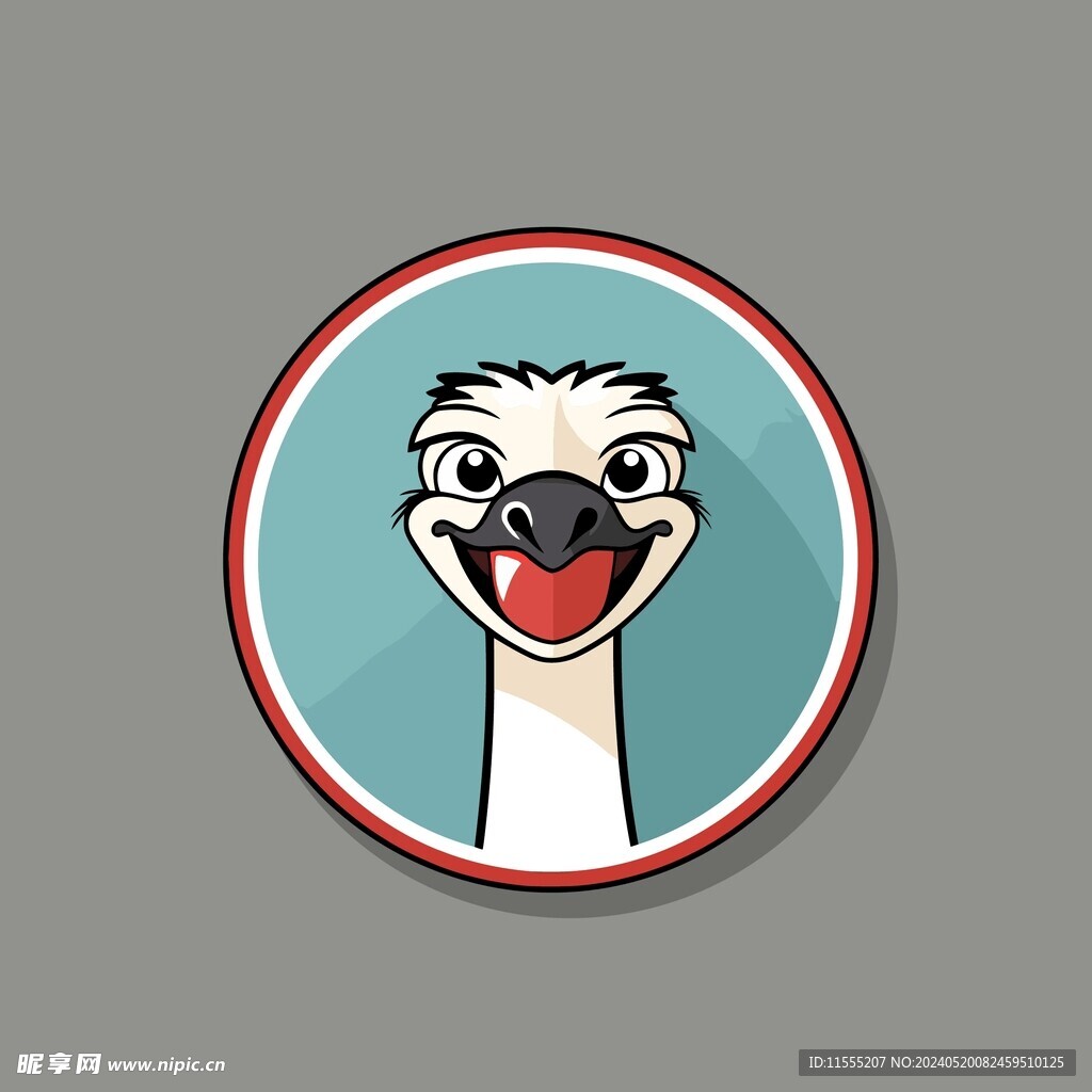 可爱鸵鸟矢量卡通画儿童插画