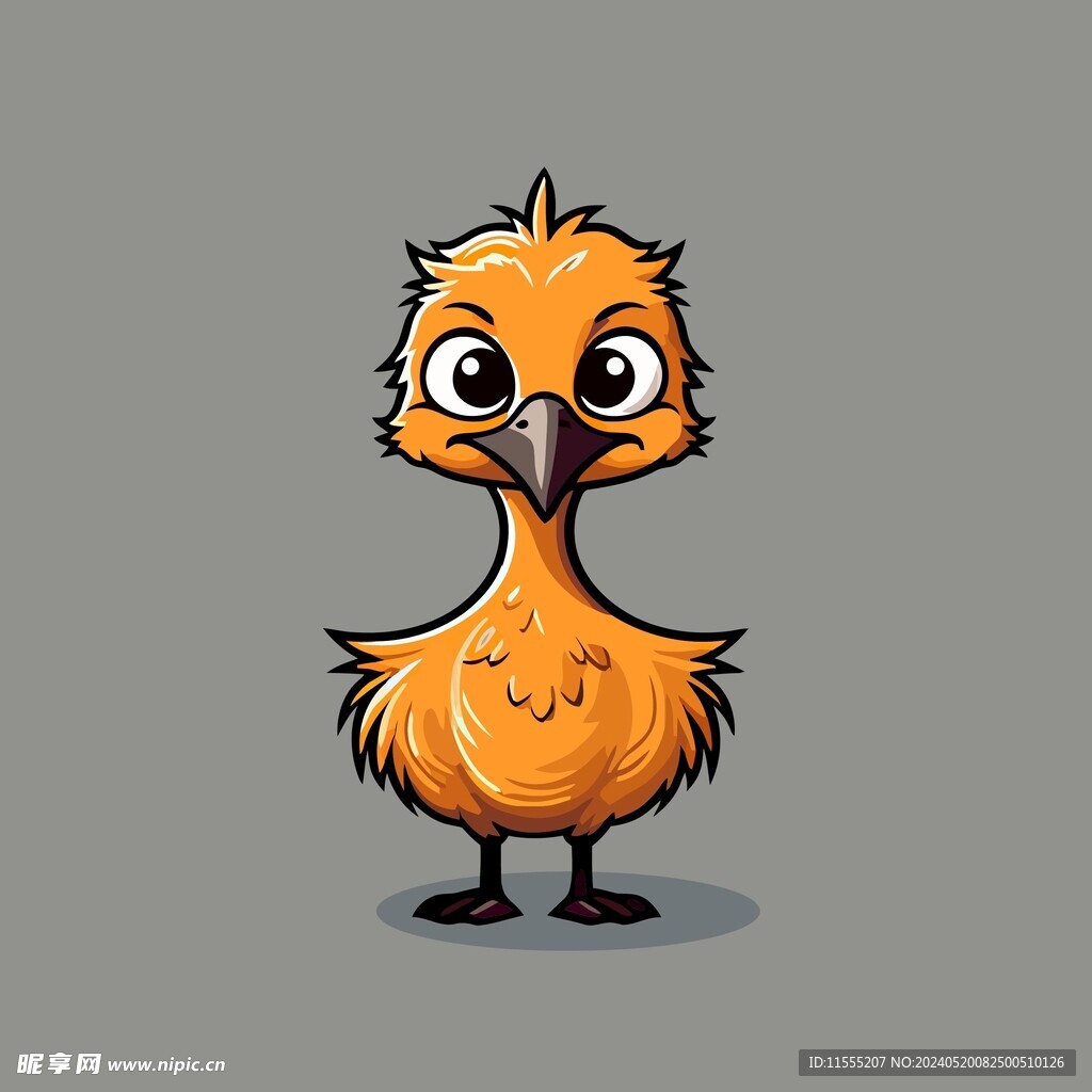 可爱鸵鸟矢量卡通画儿童插画