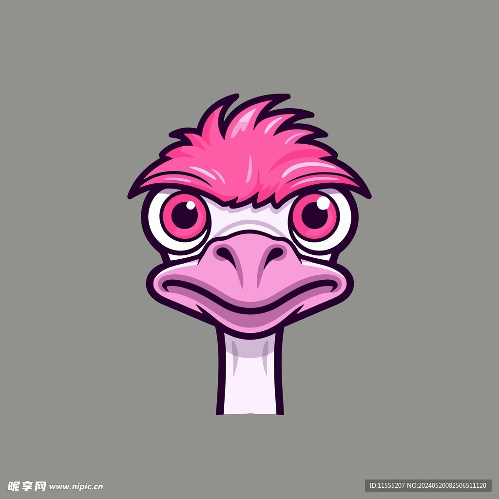 可爱鸵鸟矢量卡通画儿童插画