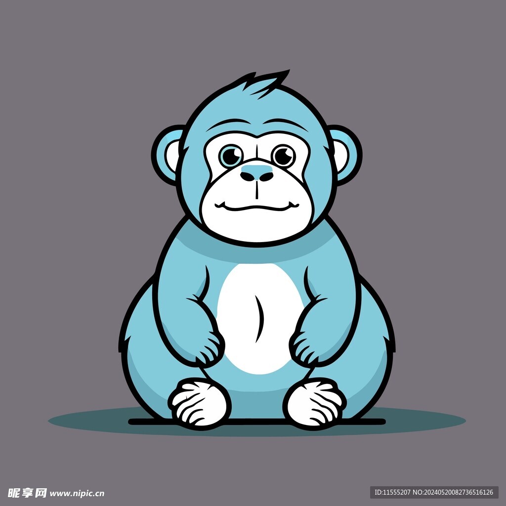 可爱大猩猩矢量卡通画儿童插画