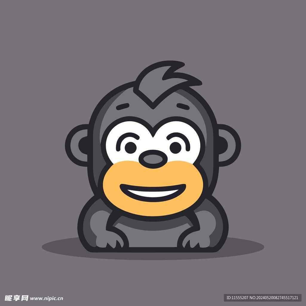 可爱大猩猩矢量卡通画儿童插画