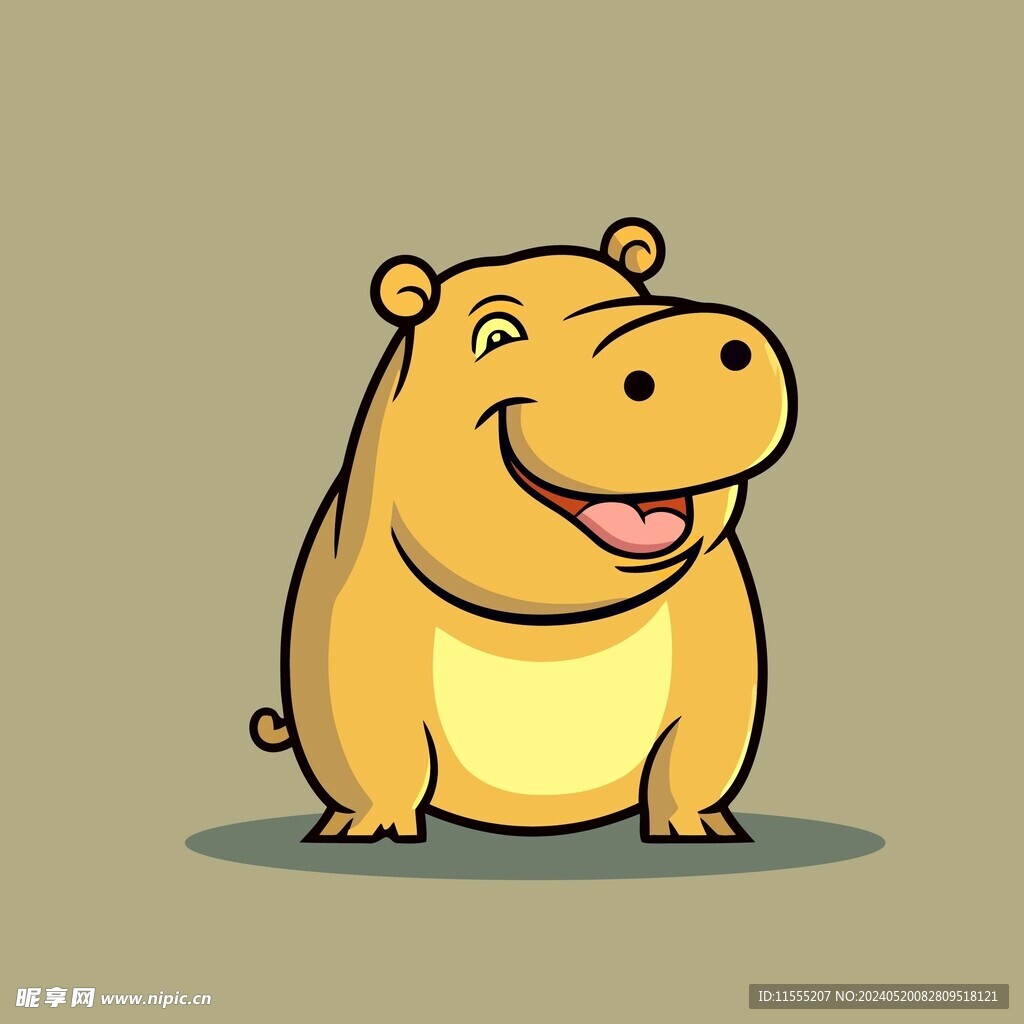 可爱河马矢量卡通画儿童插画