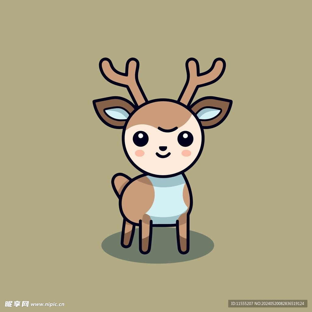 可爱小鹿矢量卡通画儿童插画