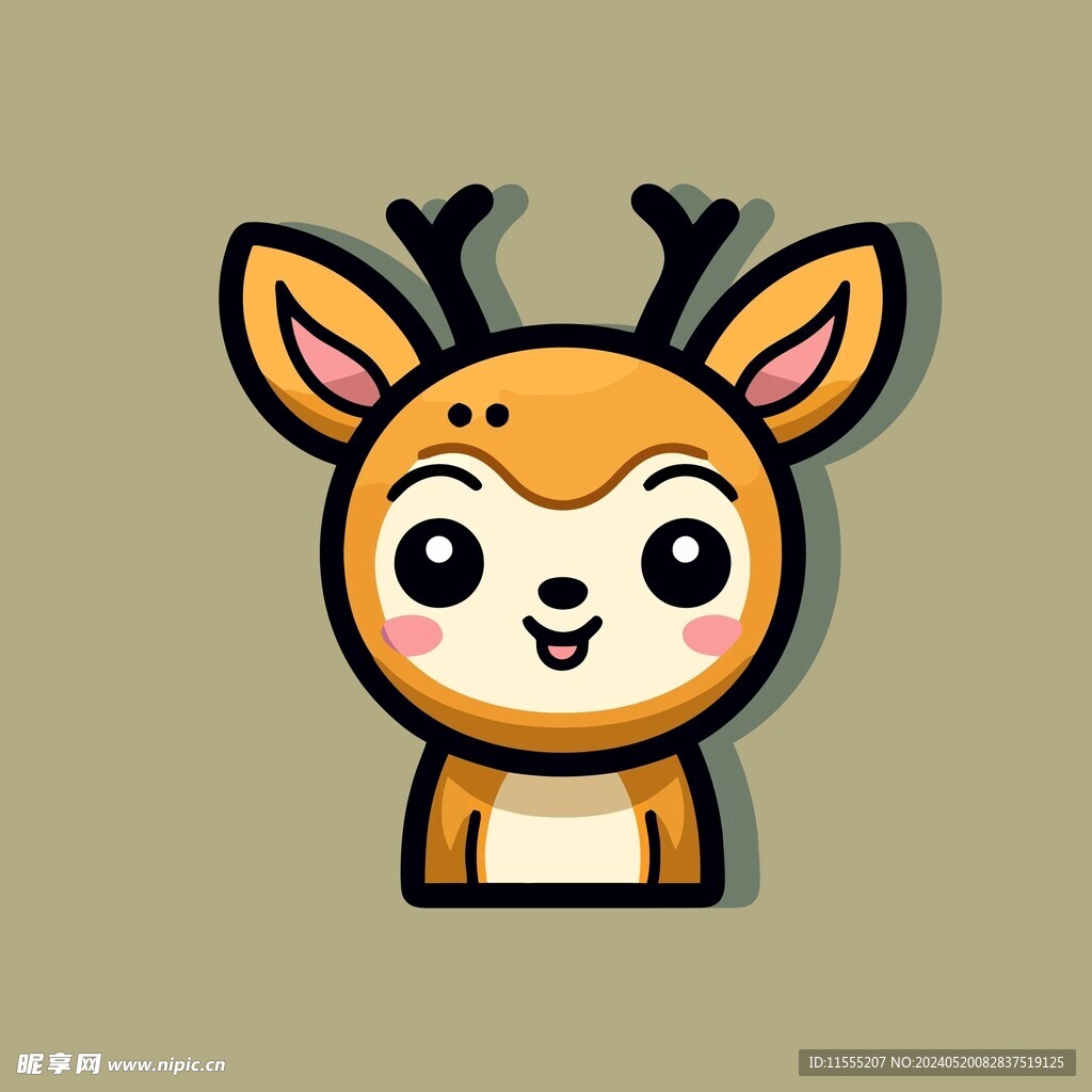 可爱小鹿矢量卡通画儿童插画